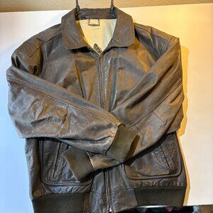 Vintage Members Only Leather Jacket Mens 1X Distressed Brown Bomber Aviator